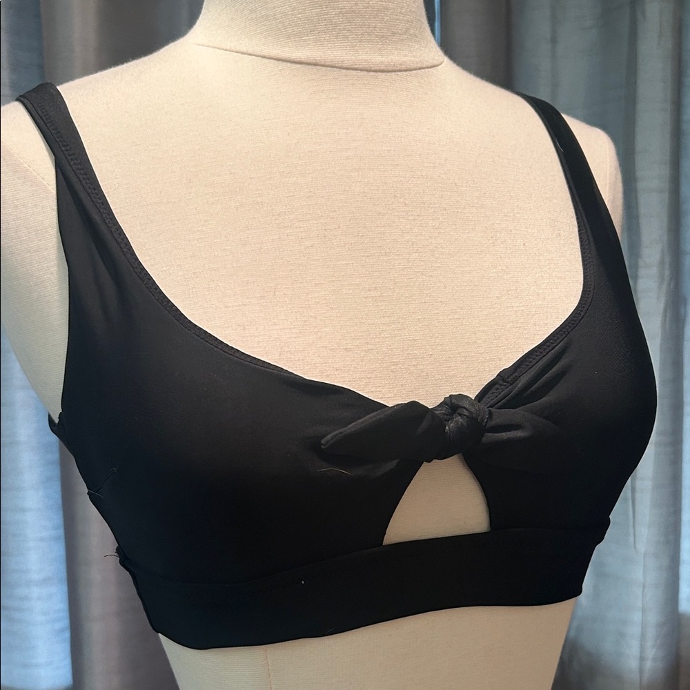 Aerie Classic Black Bikini Top with tie front detail NEW XS